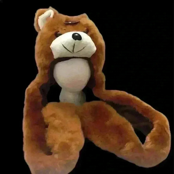 Feelz Good Brown Teddy Bear Plush Winter Hat with Mittens - Picture 1 of 9